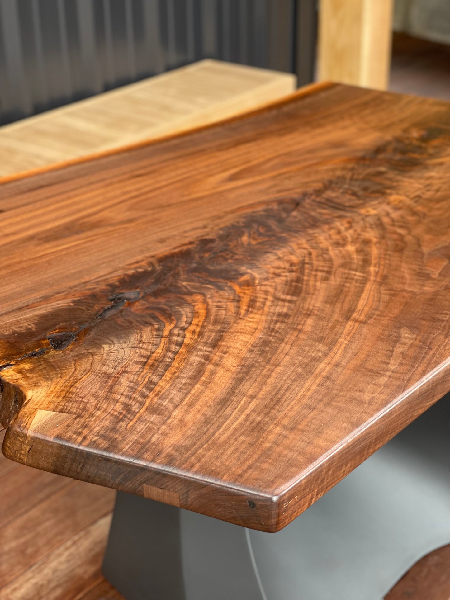 Walnut slab dining table