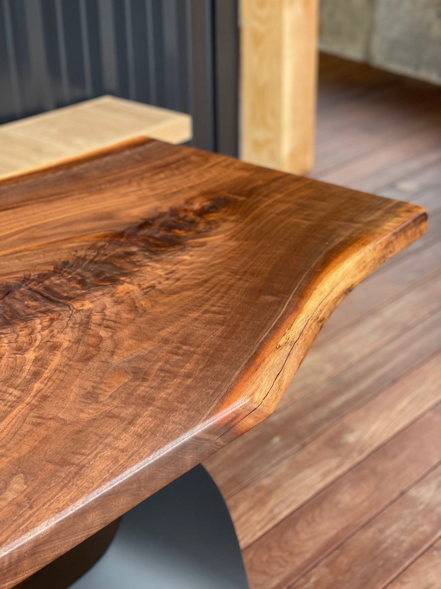 Walnut slab dining table