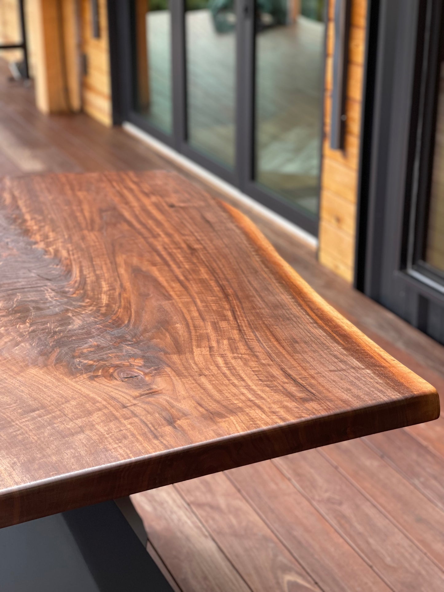 Walnut slab dining table