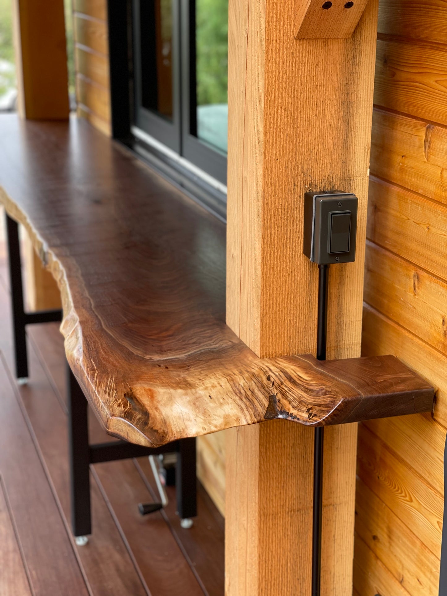 Walnut slab bar height table