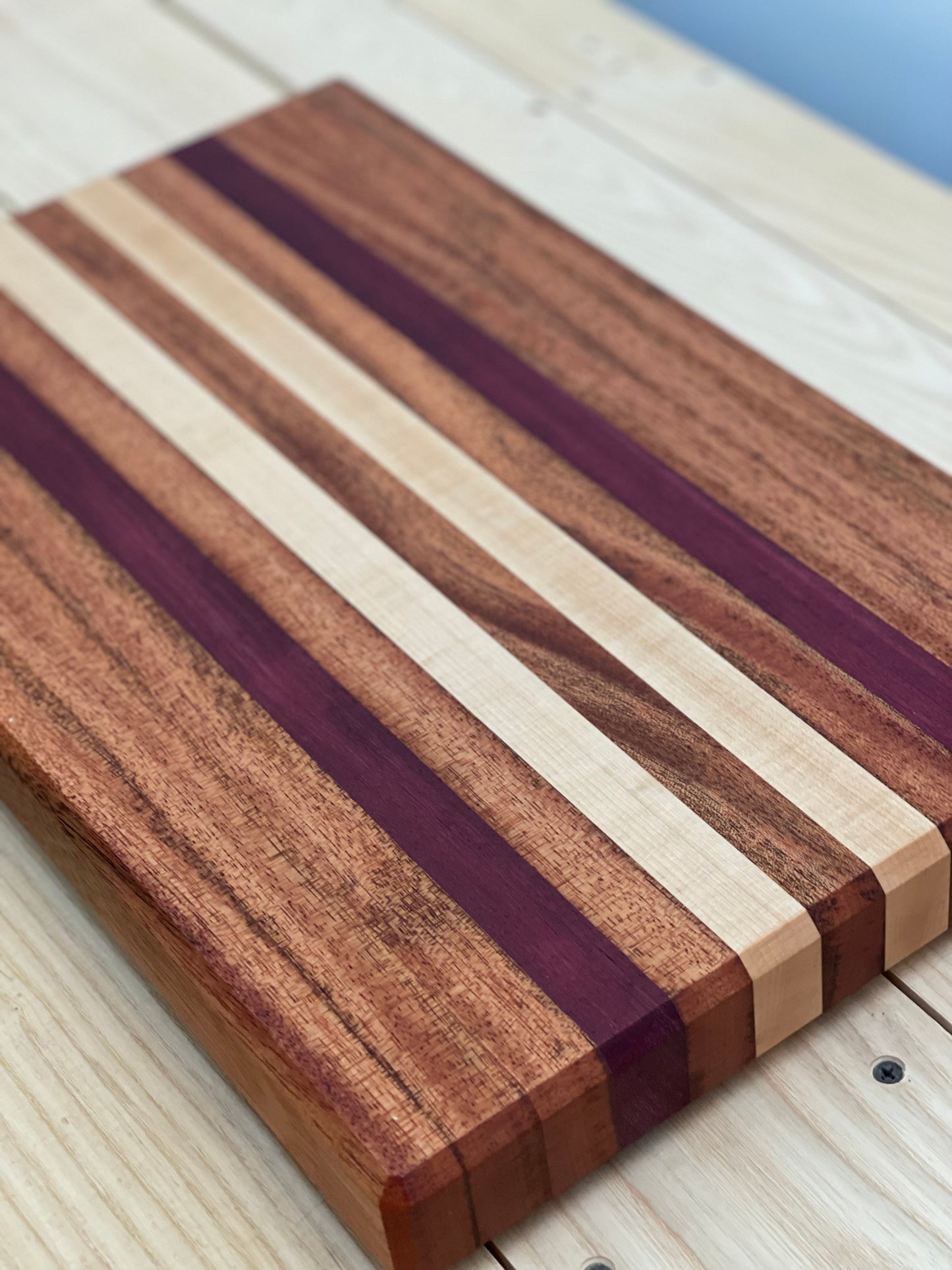 Mahogany, Purpleheart and Maple cutting board