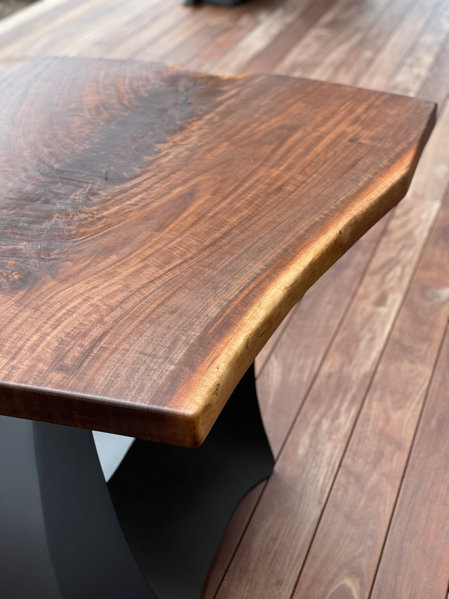 Walnut slab dining table