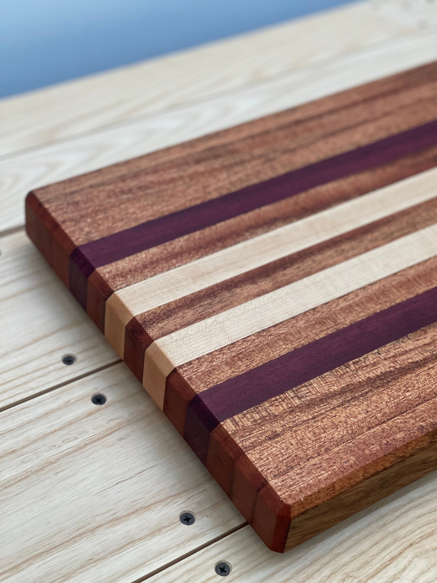Mahogany, Purpleheart and Maple cutting board
