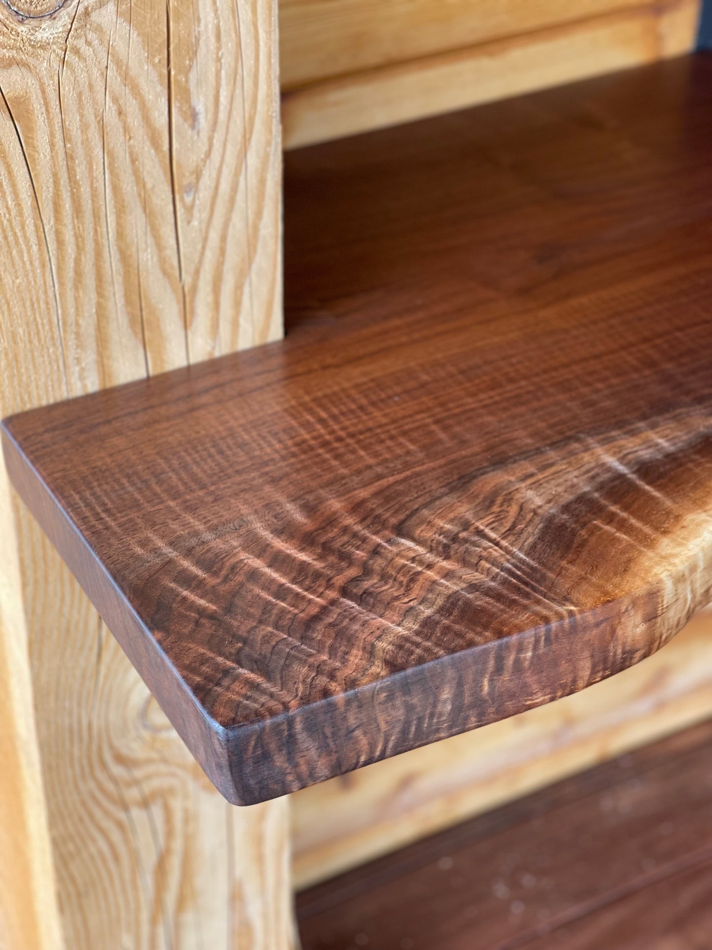 Walnut slab bar height table