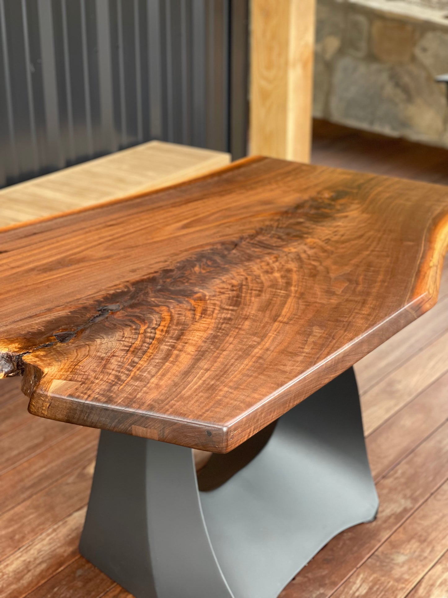 Walnut slab dining table