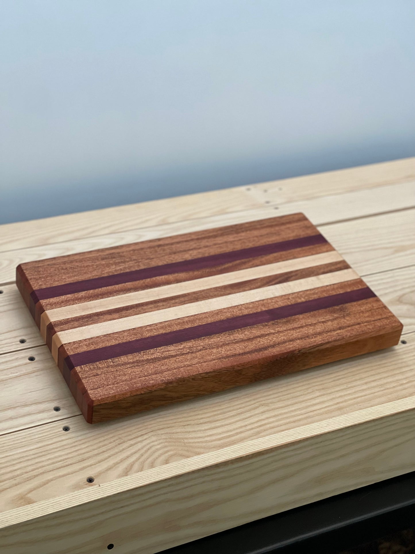 Mahogany, Purpleheart and Maple cutting board