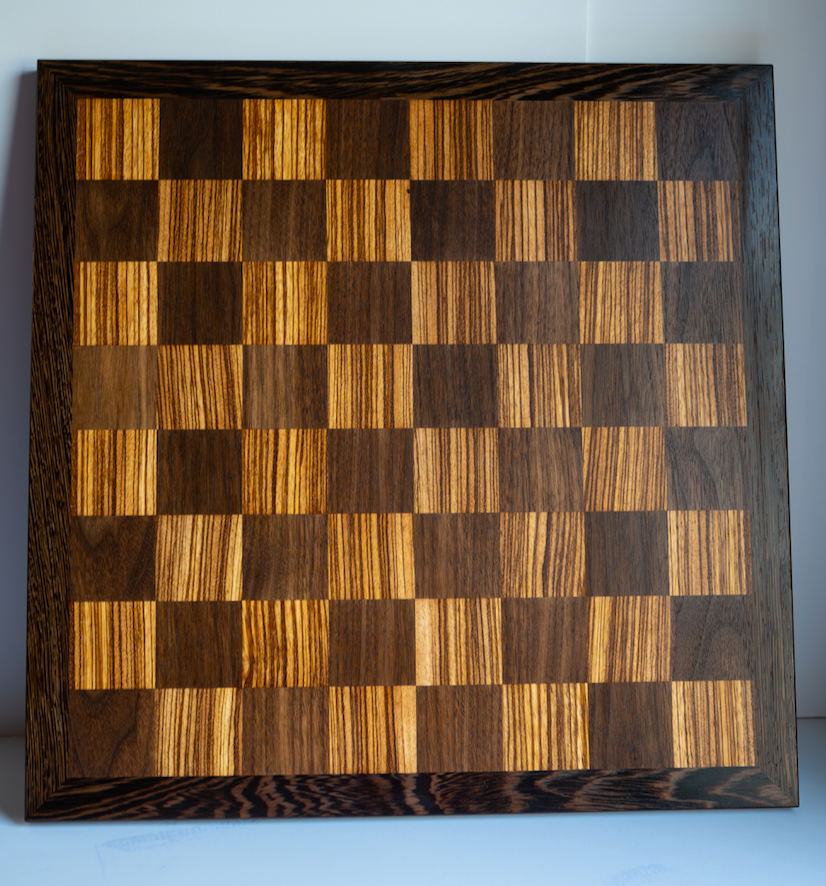 Walnut and Zebrawood Chess Board