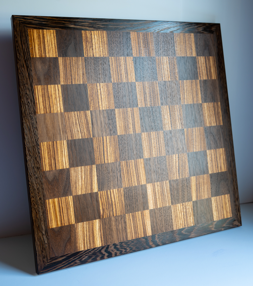Walnut and Zebrawood Chess Board