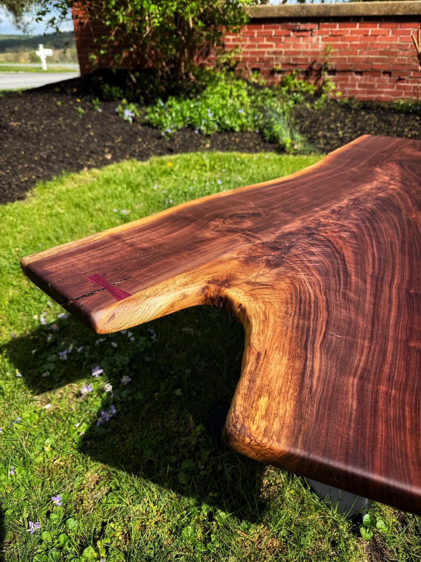 Walnut slab coffee table