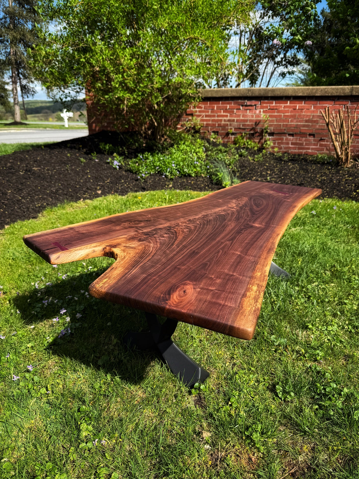 Walnut slab coffee table