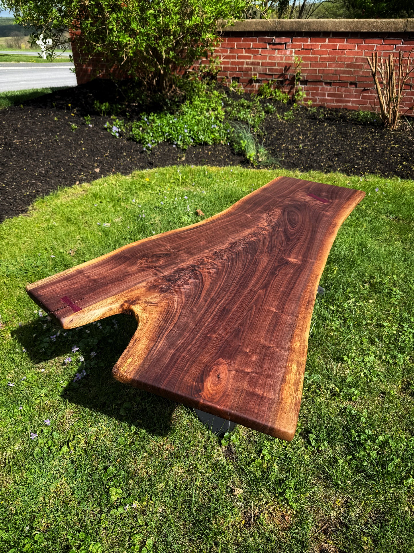 Walnut slab coffee table