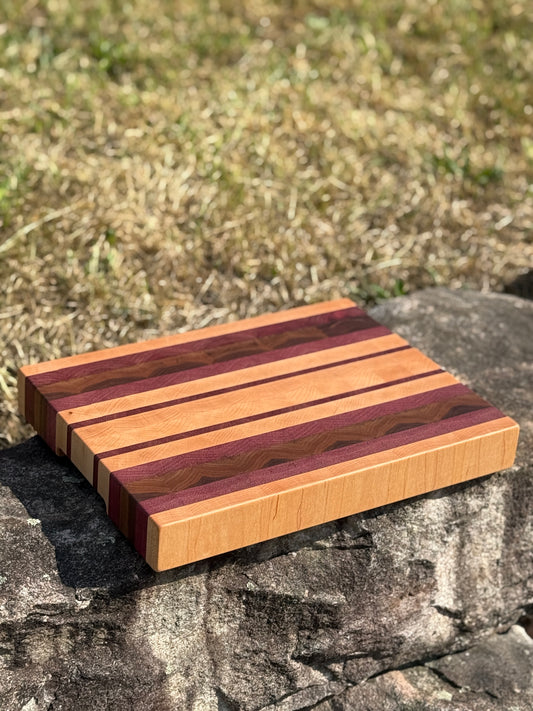 Maple and Purpleheart striped End Grain cutting board
